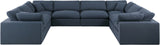 Comfy Navy Linen Textured Fabric Modular Sectional 187Navy-Sec8A Meridian Furniture