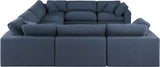 Comfy Navy Linen Textured Fabric Modular Sectional 187Navy-Sec8A Meridian Furniture