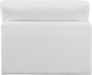 Comfy White Linen Textured Fabric Modular Armless Chair 187White-Armless Meridian Furniture