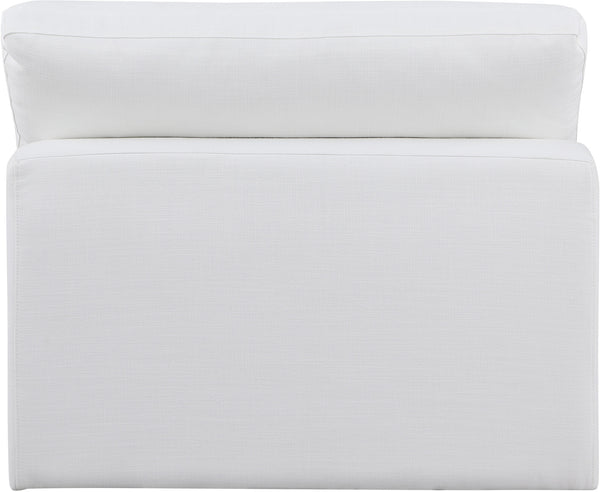 Comfy White Linen Textured Fabric Modular Armless Chair 187White-Armless Meridian Furniture