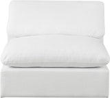 Comfy White Linen Textured Fabric Modular Armless Chair 187White-Armless Meridian Furniture