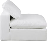 Comfy White Linen Textured Fabric Modular Armless Chair 187White-Armless Meridian Furniture