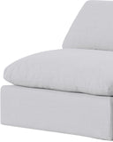 Comfy White Linen Textured Fabric Modular Armless Chair 187White-Armless Meridian Furniture