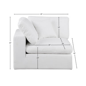 Comfy White Linen Textured Fabric Modular Corner Chair 187White-Corner Meridian Furniture