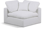 Comfy White Linen Textured Fabric Modular Corner Chair 187White-Corner Meridian Furniture