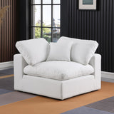 Comfy White Linen Textured Fabric Modular Corner Chair 187White-Corner Meridian Furniture