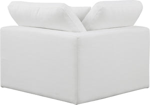 Comfy White Linen Textured Fabric Modular Corner Chair 187White-Corner Meridian Furniture
