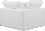 Comfy White Linen Textured Fabric Modular Corner Chair 187White-Corner Meridian Furniture