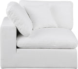 Comfy White Linen Textured Fabric Modular Corner Chair 187White-Corner Meridian Furniture