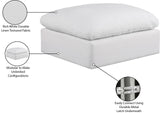 Comfy White Linen Textured Fabric Modular Ottoman 187White-Ott Meridian Furniture