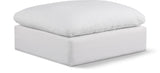 Comfy White Linen Textured Fabric Modular Ottoman 187White-Ott Meridian Furniture