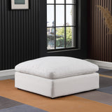 Comfy White Linen Textured Fabric Modular Ottoman 187White-Ott Meridian Furniture