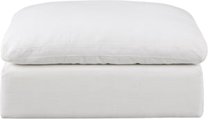 Comfy White Linen Textured Fabric Modular Ottoman 187White-Ott Meridian Furniture
