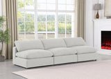 Comfy White Linen Textured Fabric Modular Sofa 187White-S117 Meridian Furniture