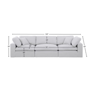 Comfy White Linen Textured Fabric Modular Sofa 187White-S119 Meridian Furniture