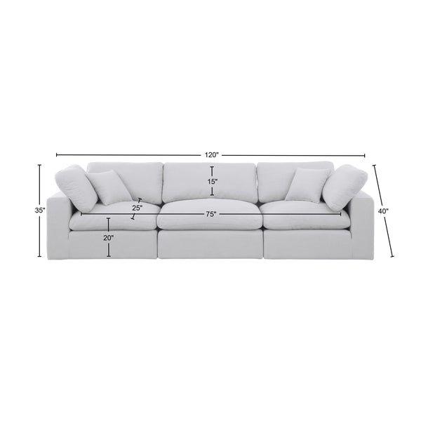Comfy White Linen Textured Fabric Modular Sofa 187White-S119 Meridian Furniture