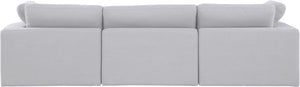 Comfy White Linen Textured Fabric Modular Sofa 187White-S119 Meridian Furniture