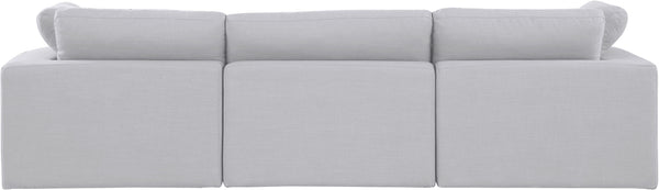 Comfy White Linen Textured Fabric Modular Sofa 187White-S119 Meridian Furniture