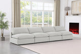 Comfy White Linen Textured Fabric Modular Sofa 187White-S156 Meridian Furniture