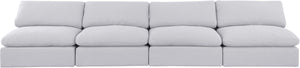 Comfy White Linen Textured Fabric Modular Sofa 187White-S156 Meridian Furniture