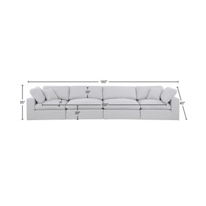 Comfy White Linen Textured Fabric Modular Sofa 187White-S158 Meridian Furniture