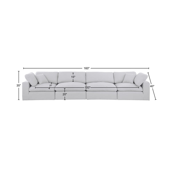 Comfy White Linen Textured Fabric Modular Sofa 187White-S158 Meridian Furniture