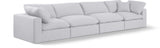 Comfy White Linen Textured Fabric Modular Sofa 187White-S158 Meridian Furniture