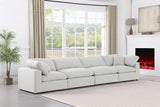 Comfy White Linen Textured Fabric Modular Sofa 187White-S158 Meridian Furniture