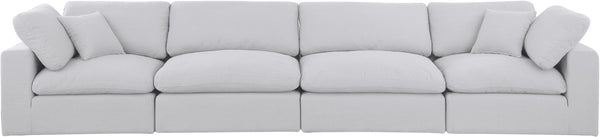 Comfy White Linen Textured Fabric Modular Sofa 187White-S158 Meridian Furniture