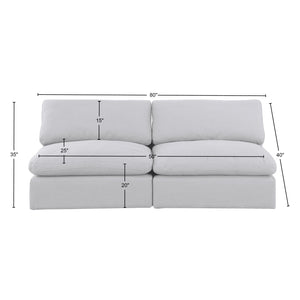 Comfy White Linen Textured Fabric Modular Sofa 187White-S78 Meridian Furniture