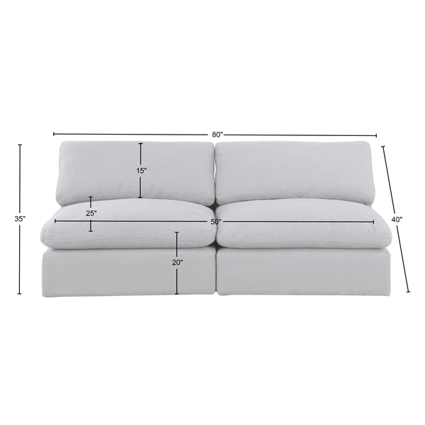 Comfy White Linen Textured Fabric Modular Sofa 187White-S78 Meridian Furniture