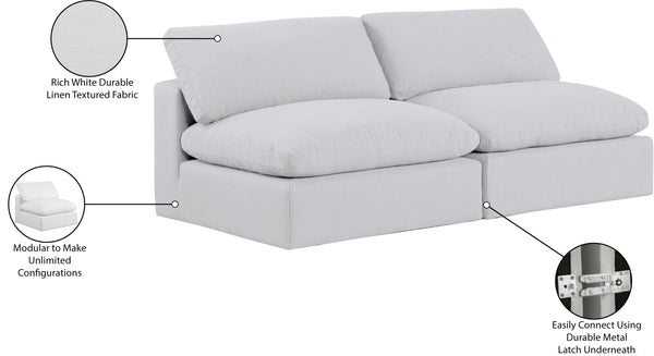Comfy White Linen Textured Fabric Modular Sofa 187White-S78 Meridian Furniture