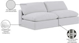 Comfy White Linen Textured Fabric Modular Sofa 187White-S78 Meridian Furniture