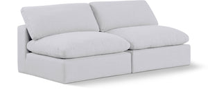 Comfy White Linen Textured Fabric Modular Sofa 187White-S78 Meridian Furniture