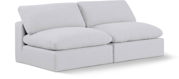 Comfy White Linen Textured Fabric Modular Sofa 187White-S78 Meridian Furniture