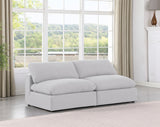 Comfy White Linen Textured Fabric Modular Sofa 187White-S78 Meridian Furniture