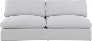 Comfy White Linen Textured Fabric Modular Sofa 187White-S78 Meridian Furniture