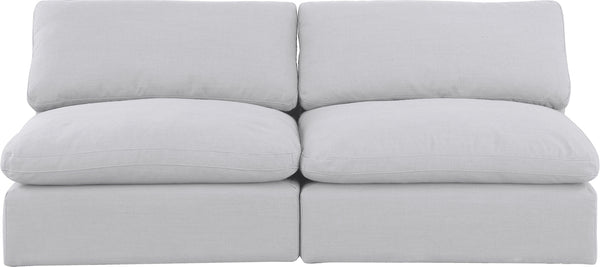 Comfy White Linen Textured Fabric Modular Sofa 187White-S78 Meridian Furniture