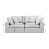 Comfy White Linen Textured Fabric Modular Sofa 187White-S80 Meridian Furniture