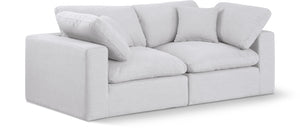Comfy White Linen Textured Fabric Modular Sofa 187White-S80 Meridian Furniture