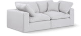 Comfy White Linen Textured Fabric Modular Sofa 187White-S80 Meridian Furniture