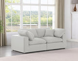 Comfy White Linen Textured Fabric Modular Sofa 187White-S80 Meridian Furniture