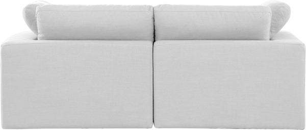 Comfy White Linen Textured Fabric Modular Sofa 187White-S80 Meridian Furniture