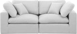 Comfy White Linen Textured Fabric Modular Sofa 187White-S80 Meridian Furniture