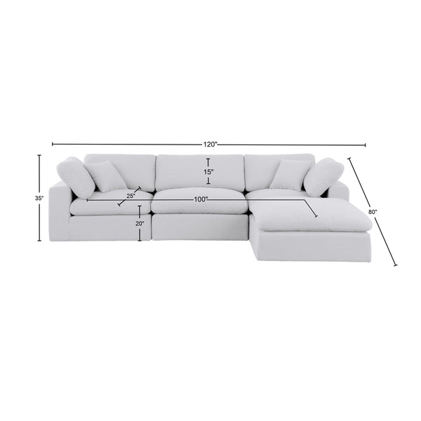 Comfy White Linen Textured Fabric Modular Sectional 187White-Sec4A Meridian Furniture