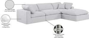 Comfy White Linen Textured Fabric Modular Sectional 187White-Sec4A Meridian Furniture