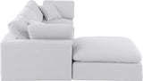 Comfy White Linen Textured Fabric Modular Sectional 187White-Sec4A Meridian Furniture