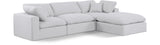 Comfy White Linen Textured Fabric Modular Sectional 187White-Sec4A Meridian Furniture