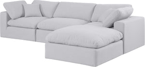 Comfy White Linen Textured Fabric Modular Sectional 187White-Sec4A Meridian Furniture