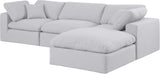 Comfy White Linen Textured Fabric Modular Sectional 187White-Sec4A Meridian Furniture